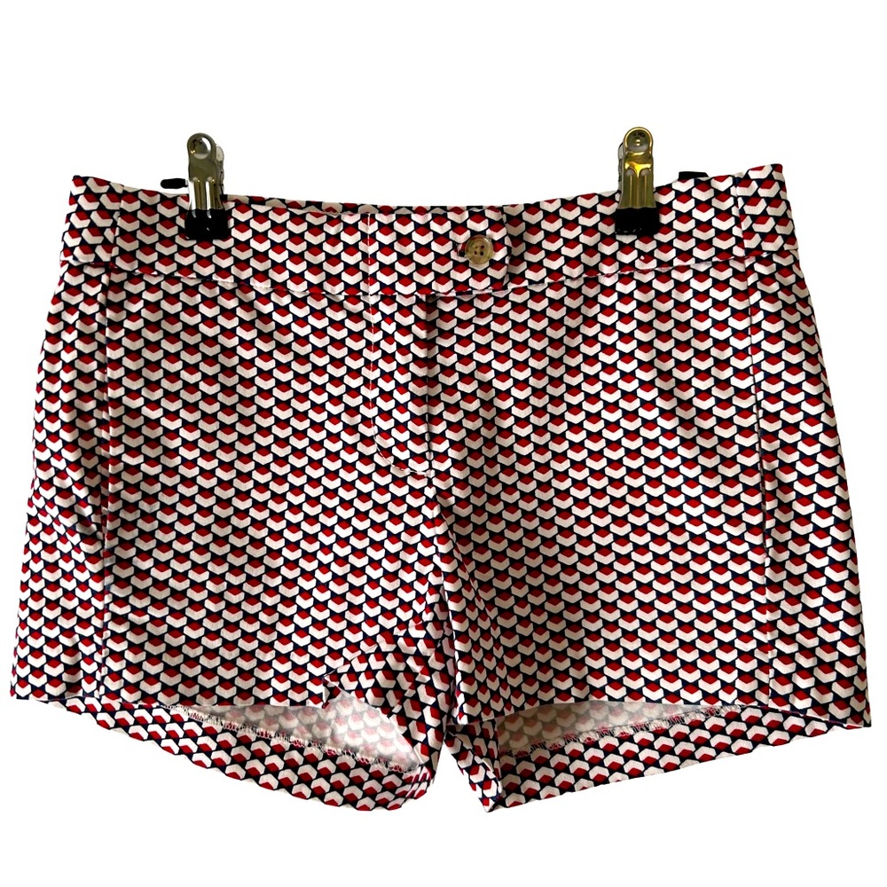 Women's J.Crew Red/Blue/White Geometric Print Shorts Size 0